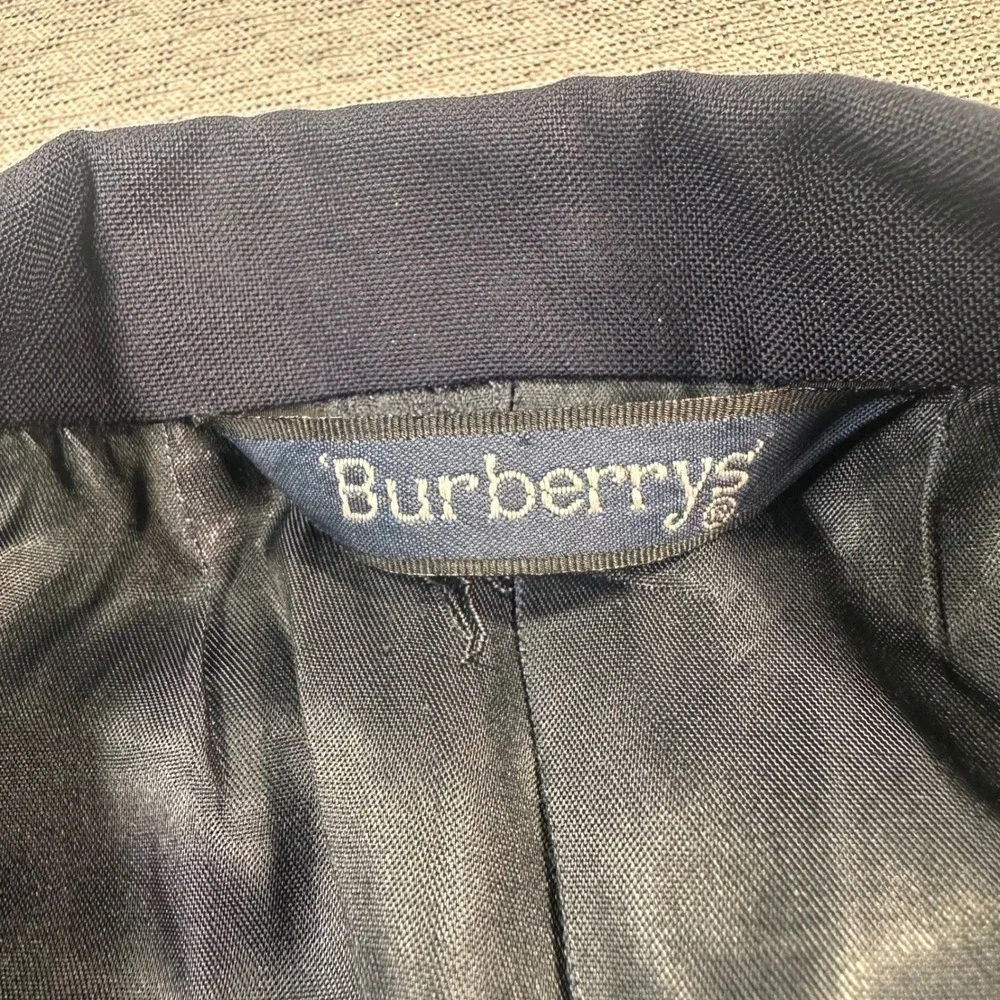 Burberrys Wool Blazer Jacket Men 50L Blue Suit Coat Metal Gold Button Union Made